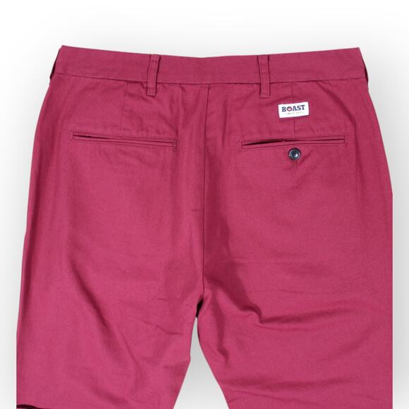 BOAST USA Mens 32x32 Patch Canvas Chino Pant Burgundy Wine Cotton Flat NWT - Picture 6 of 10